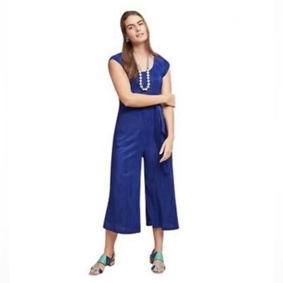 Anthropologie Maeve Royal blue pantsuit jumpsuit womens size 10 NWT - Picture 1 of 7
